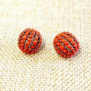 J.Crew Beaded Round Orb Stud Earrings in Orange